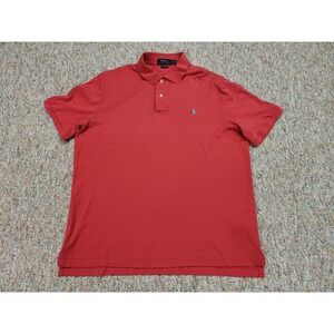 Ralph Lauren Polo Shirt Mens Large Red Classic Fit Pony Rugby Preppy Casual